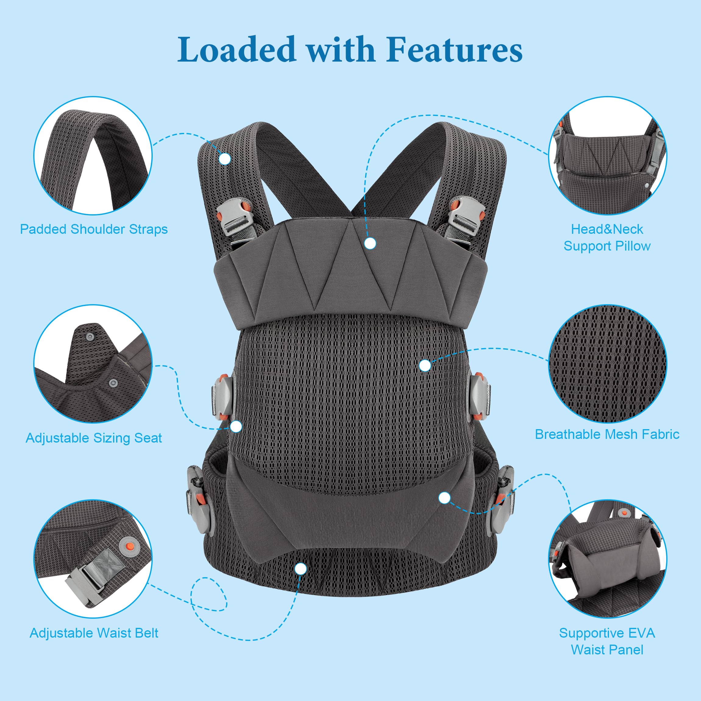 Huifen multi-carrying options front inward demonstrates versatile use