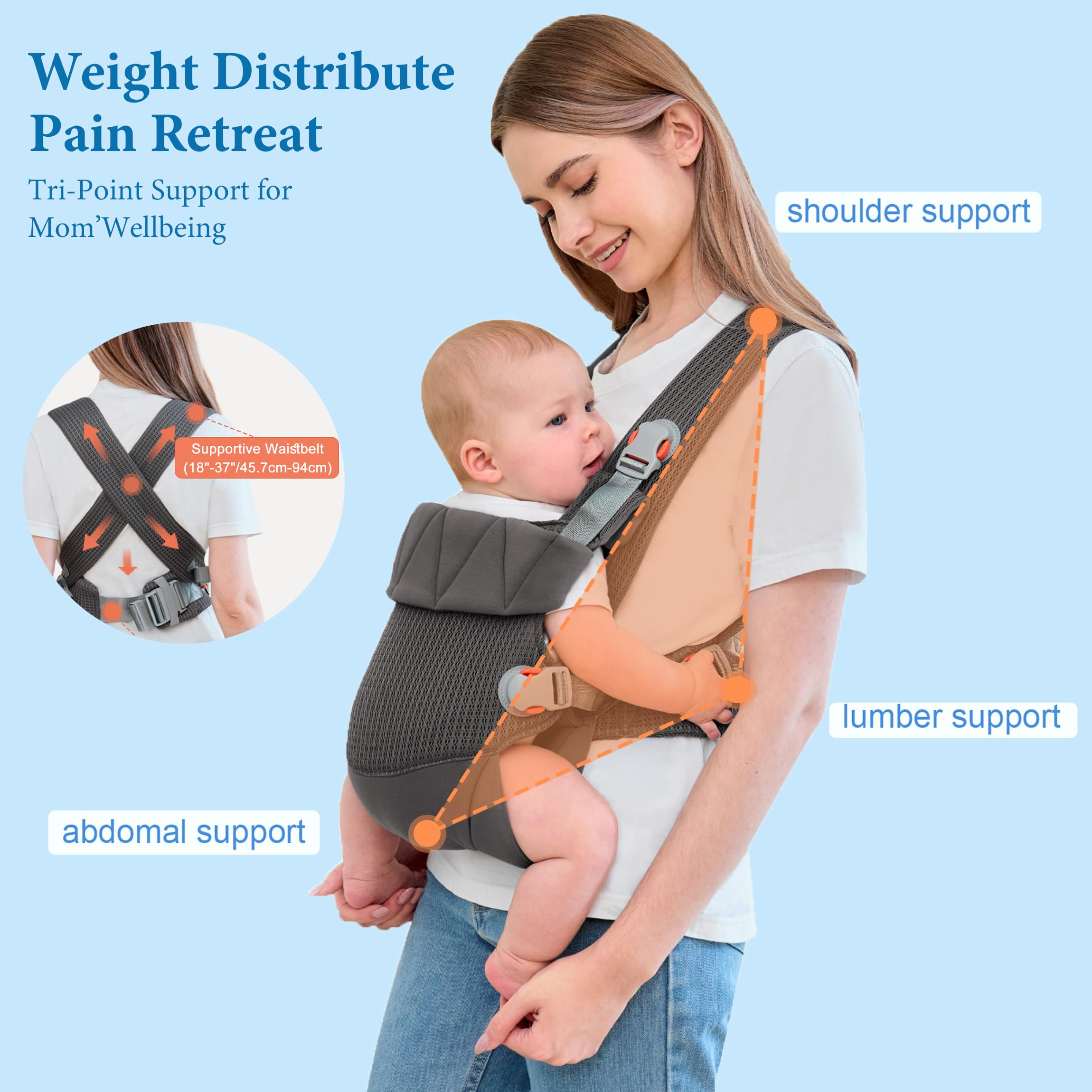 Huifen safe secure design with buckles ensures reliable baby carrying