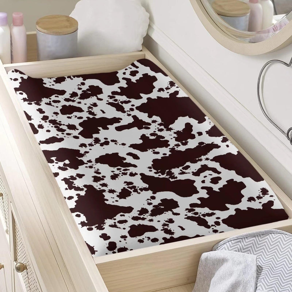 huisefor soft breathable polyester brown cow print cover for gentle diapering
