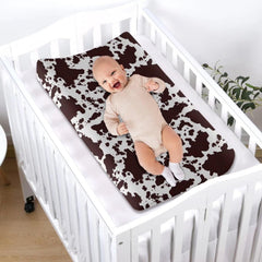 huisefor universal-fit 16x32 brown cow print changing pad cover for standard pads