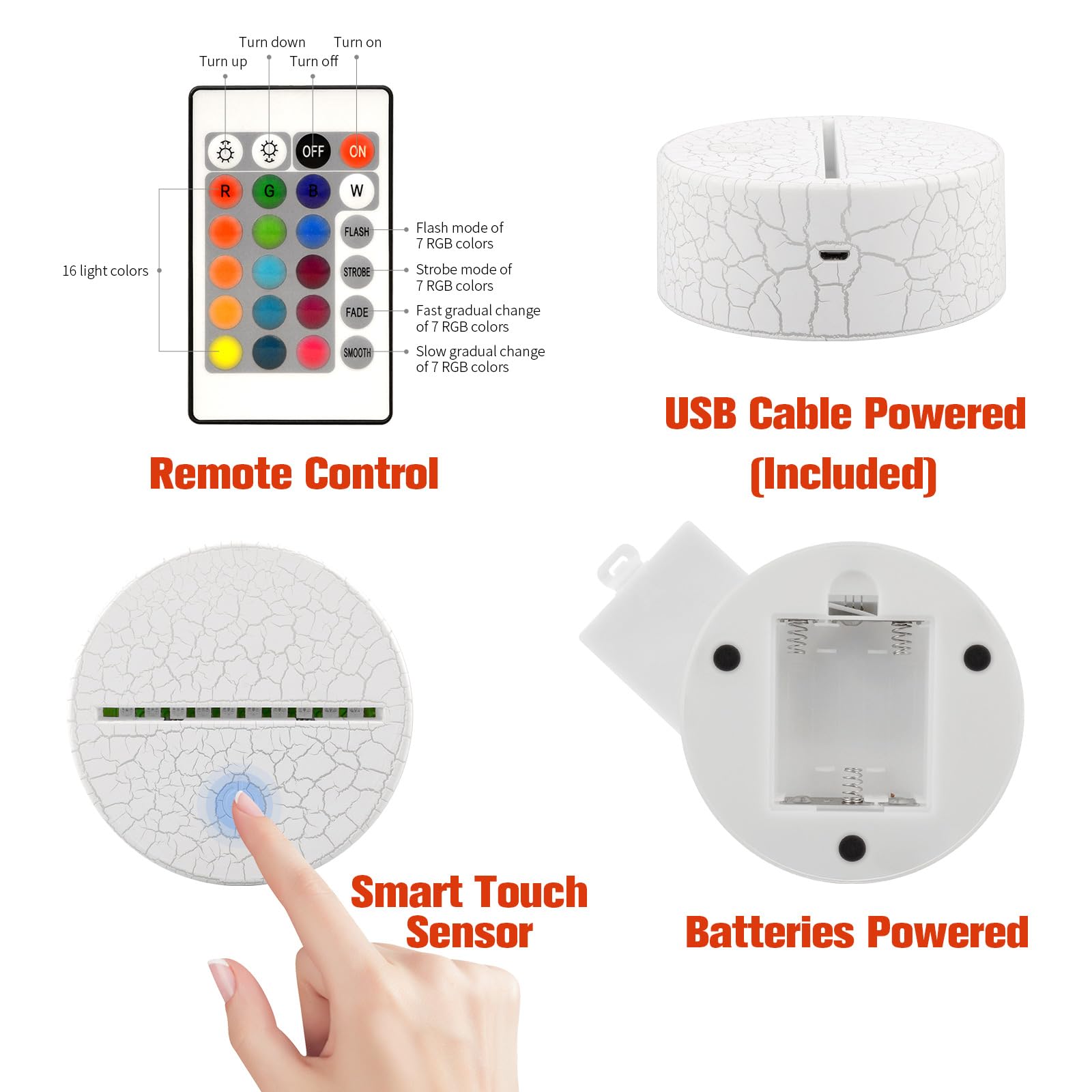 HUITANQIAN 3D Night Light user manual guides setup and features