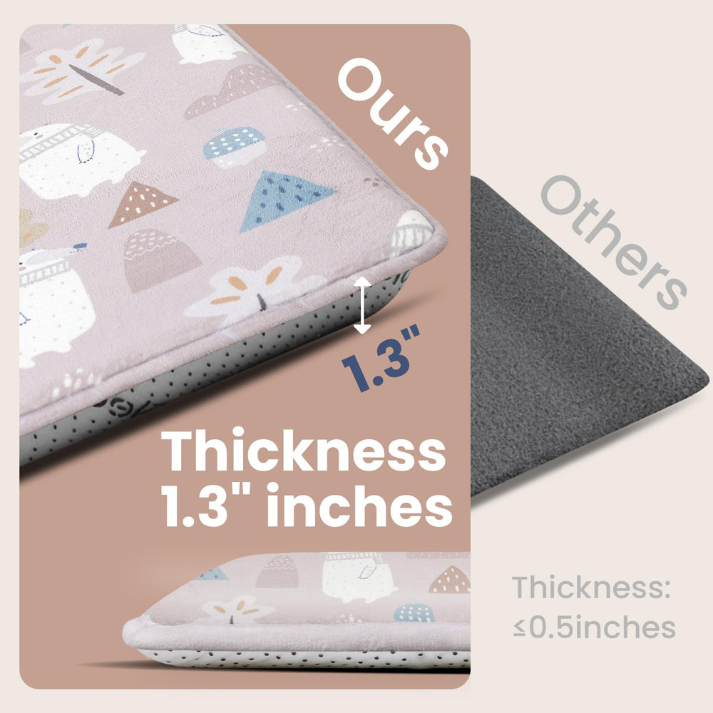 Huloo Sleep elasti-foam 1.3-inch cushioning for knee-friendly play.