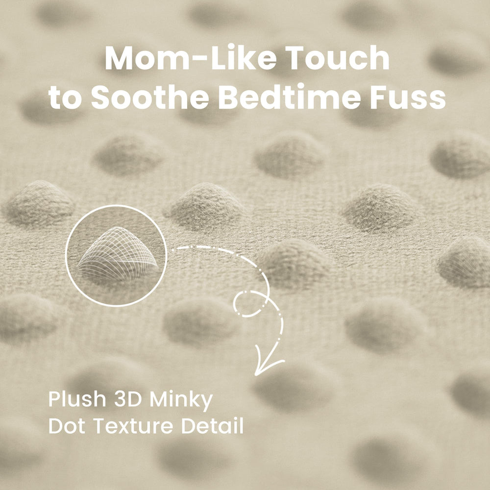 Huloo Sleep close-up of 3D Minky dot fabric for soothing tactile comfort