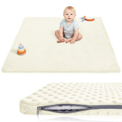Huloo Sleep cream baby floor mat top view with cushioned surface for tummy time