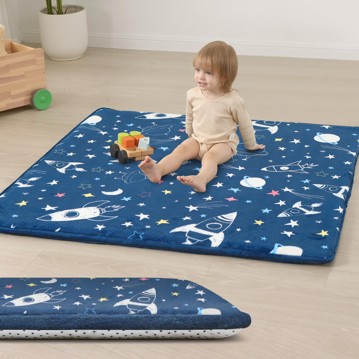 Huloo Sleep baby play mat with 1.3 inch elasti-foam for crawling