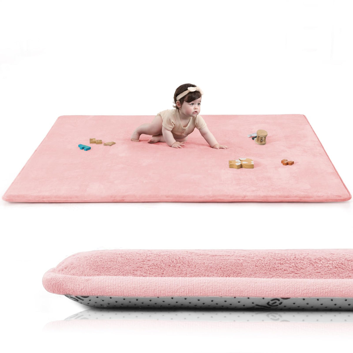 Huloo Sleep play mat provides a safe crawling zone for babies.