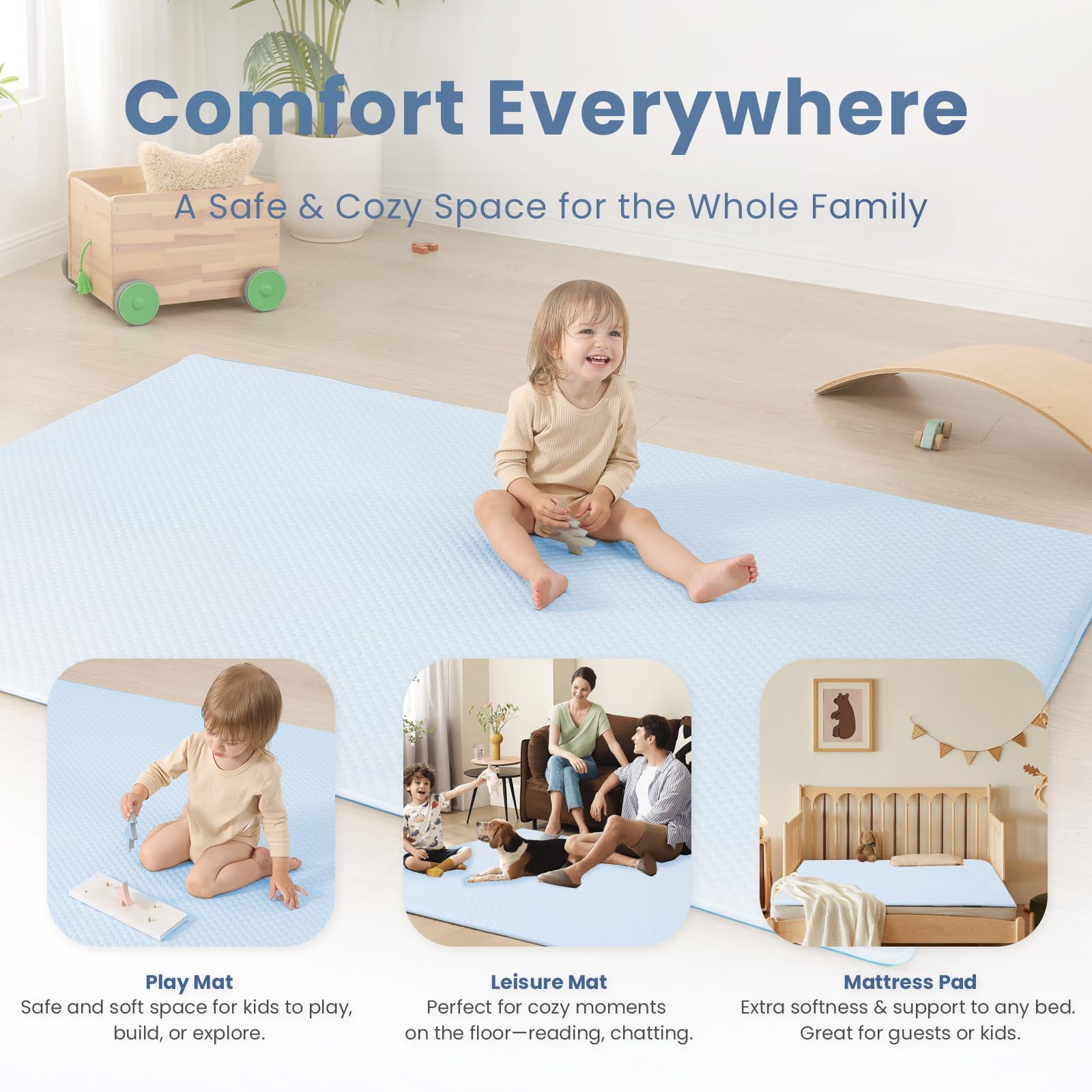 Huloo Sleep baby play mat crawling zone creates soft exploration space