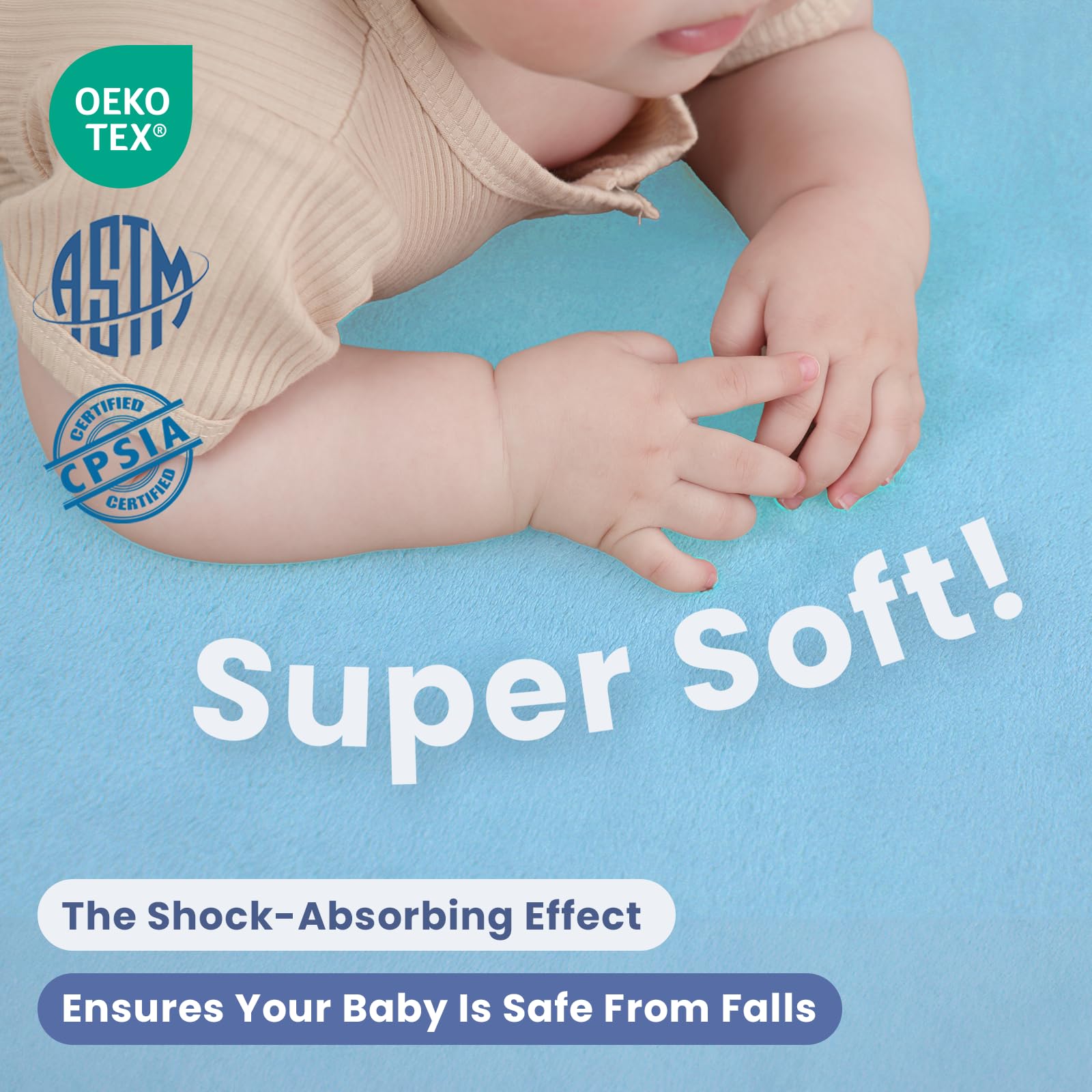 Huloo Sleep Baby Play Mat folded for compact storage and portability.