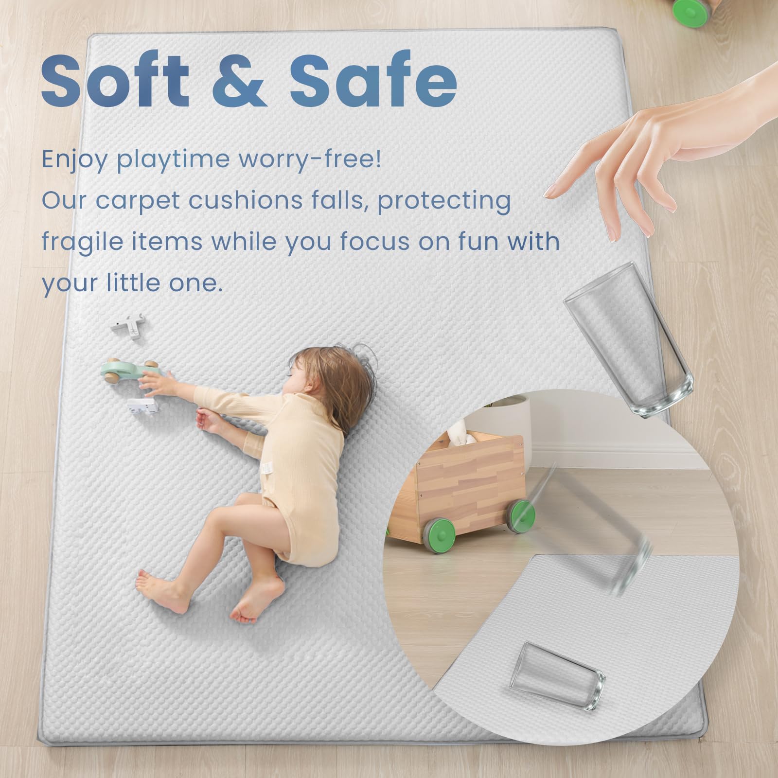 Huloo Sleep grey mat fits modern nursery and living spaces.