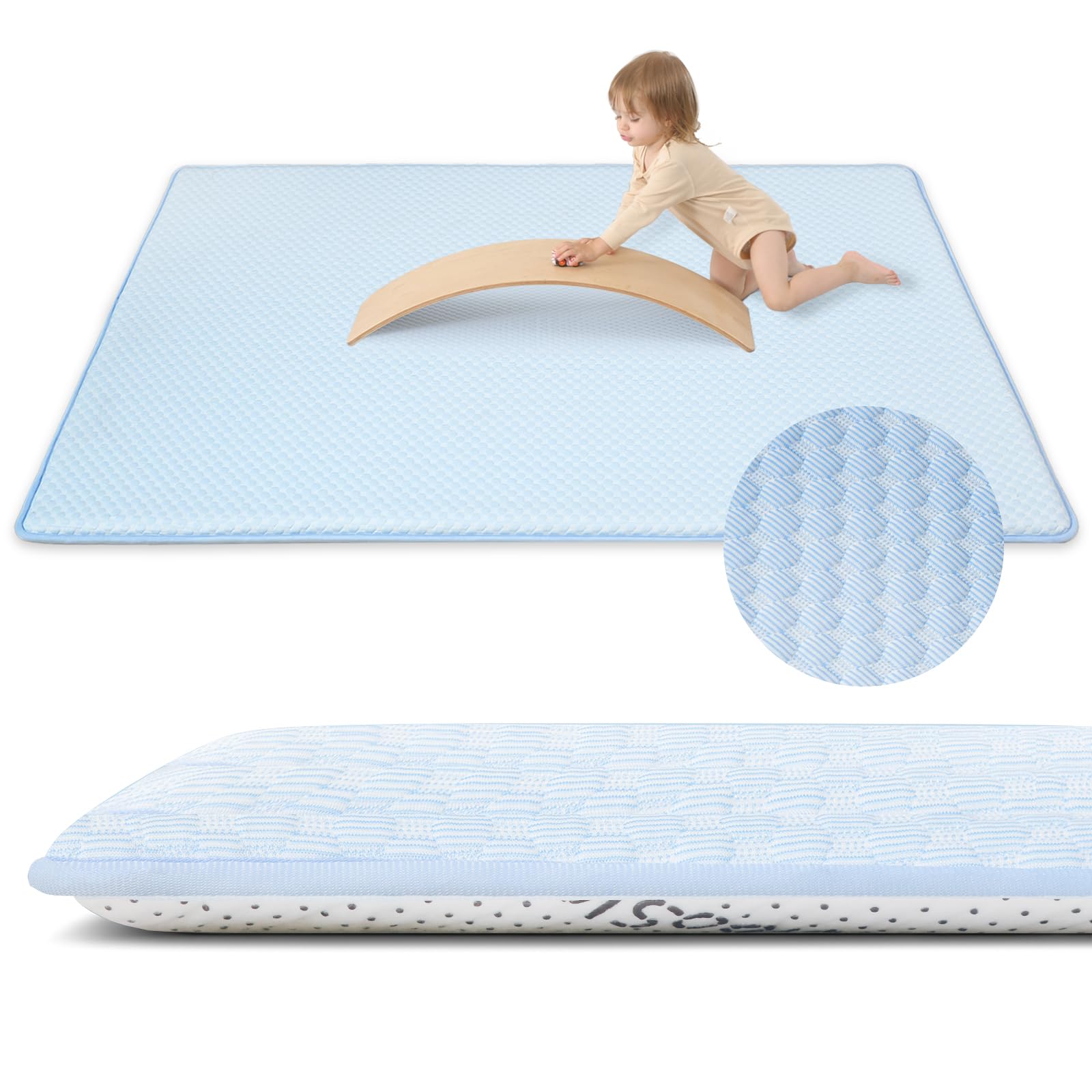 Huloo Sleep baby play mat memory foam 1.3 inch thick plush tummy-time support