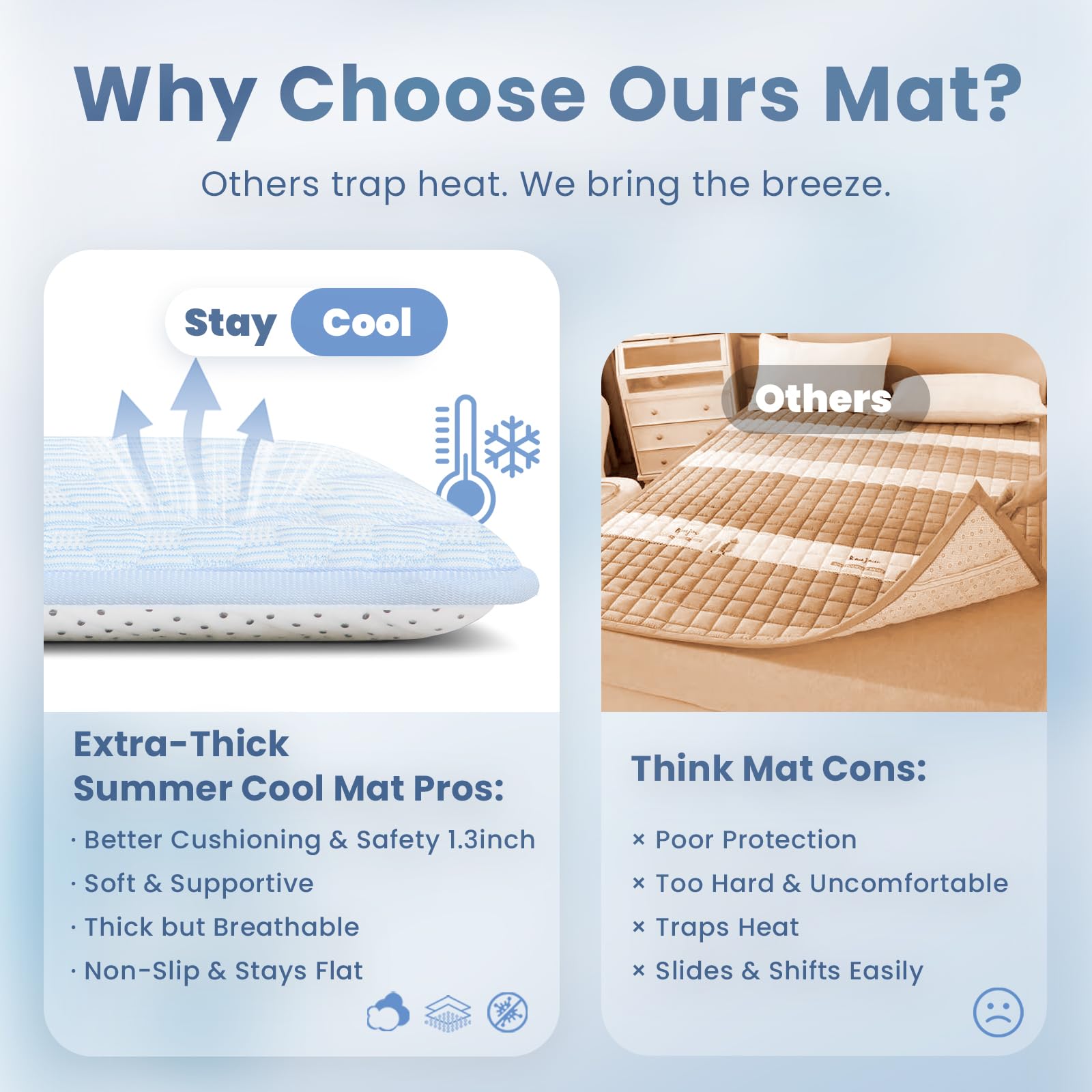 Huloo Sleep play mat non-slip backing prevents sliding during exploration