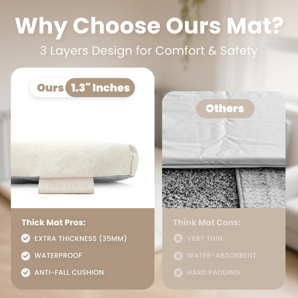 Huloo Sleep mat features a non-slip bottom to stay steady during play.