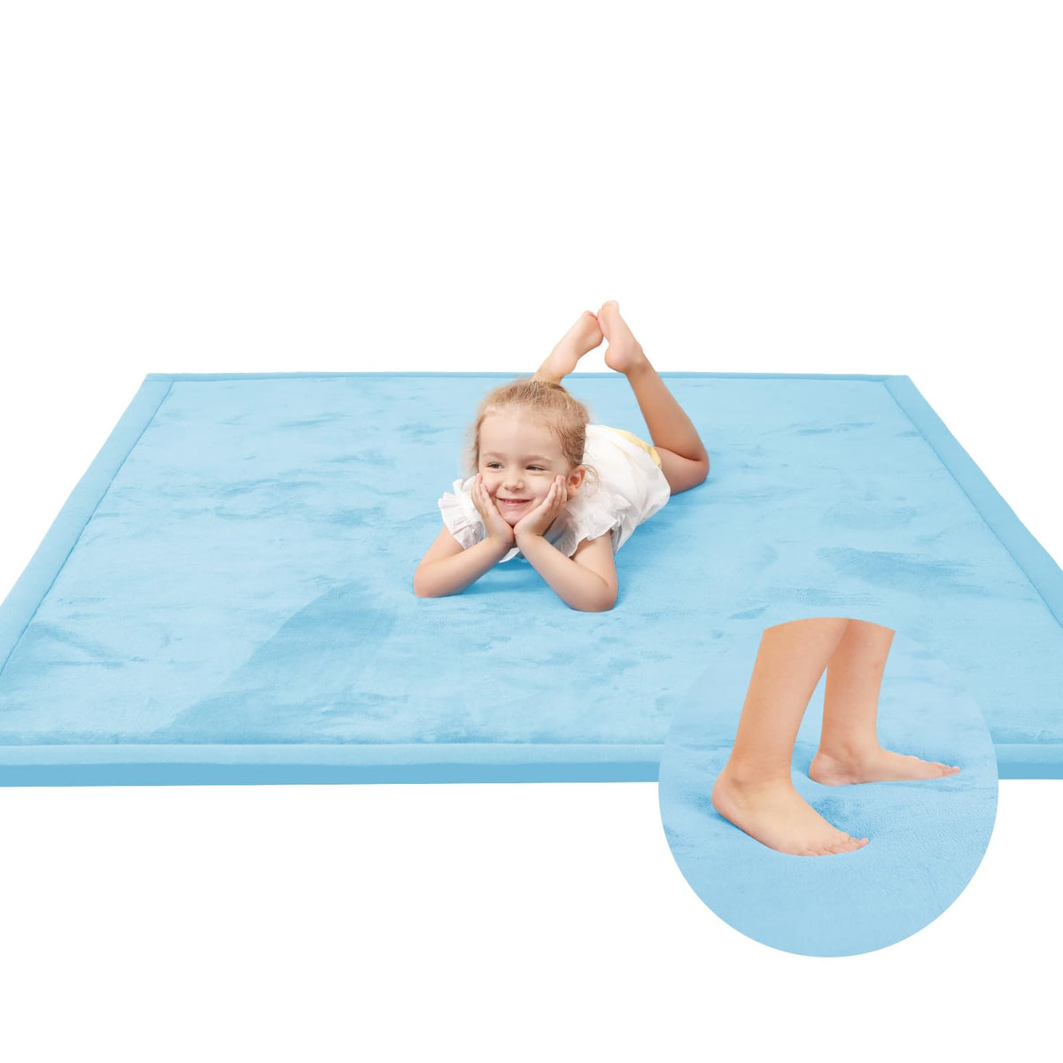 Huloo Sleep Baby Play Mat front view highlights a spacious soft surface for safe playtime.