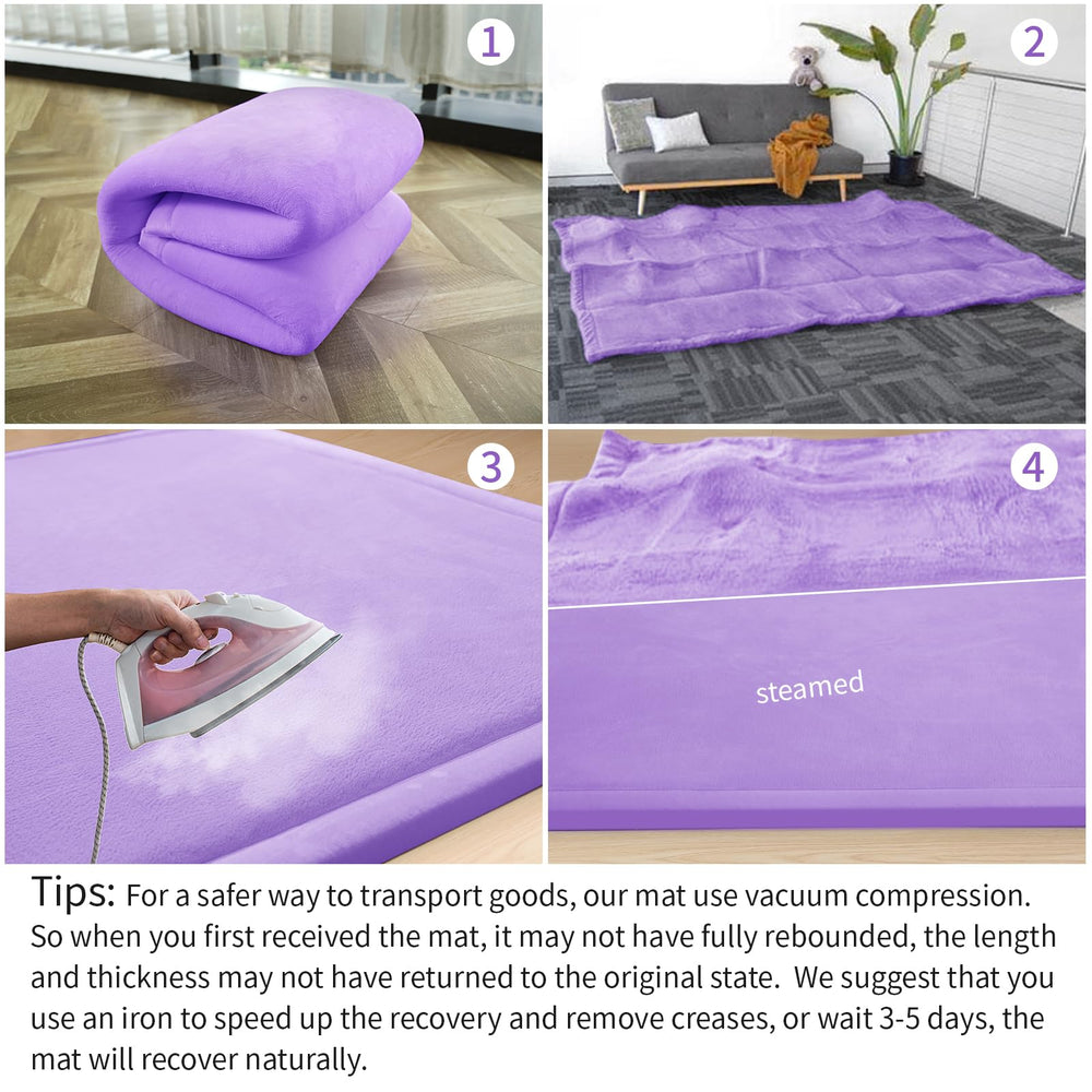 Tatami-style lavender Huloo Sleep mat creates a calm play space