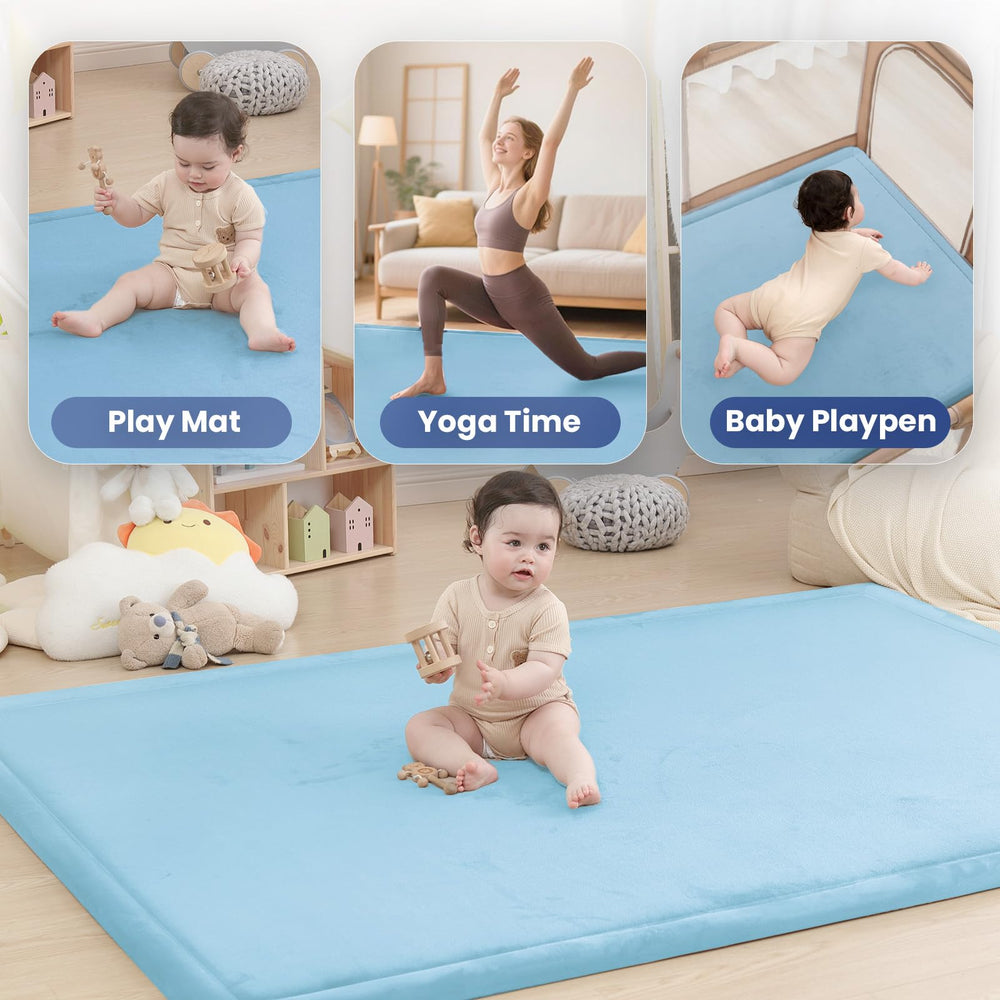 Huloo Sleep Baby Play Mat water-repellent fabric resists spills for easy cleanup.