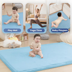 Huloo Sleep Baby Play Mat water-repellent fabric resists spills for easy cleanup.