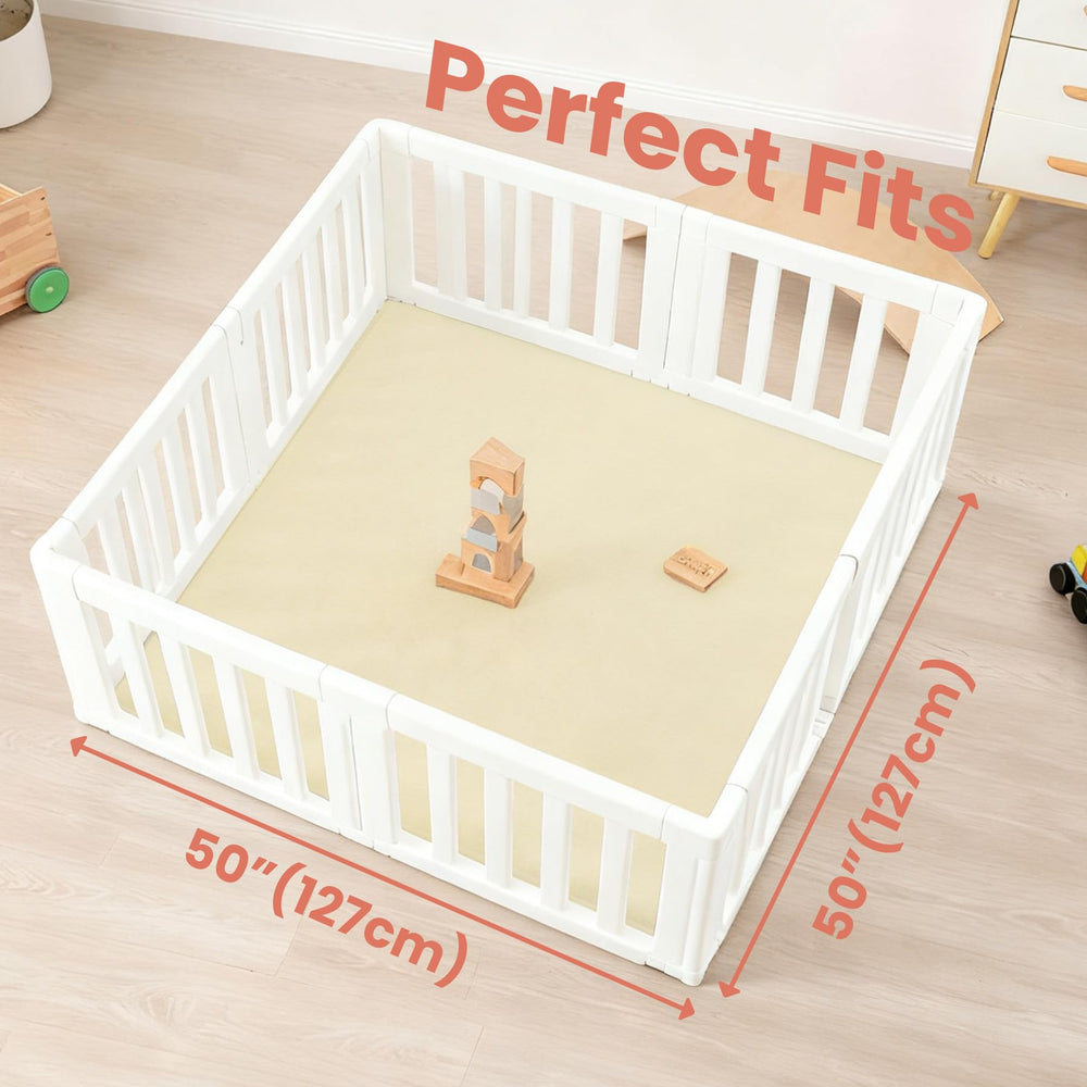 Huloo Sleep play mat water-repellent surface supports spills during meals and play.