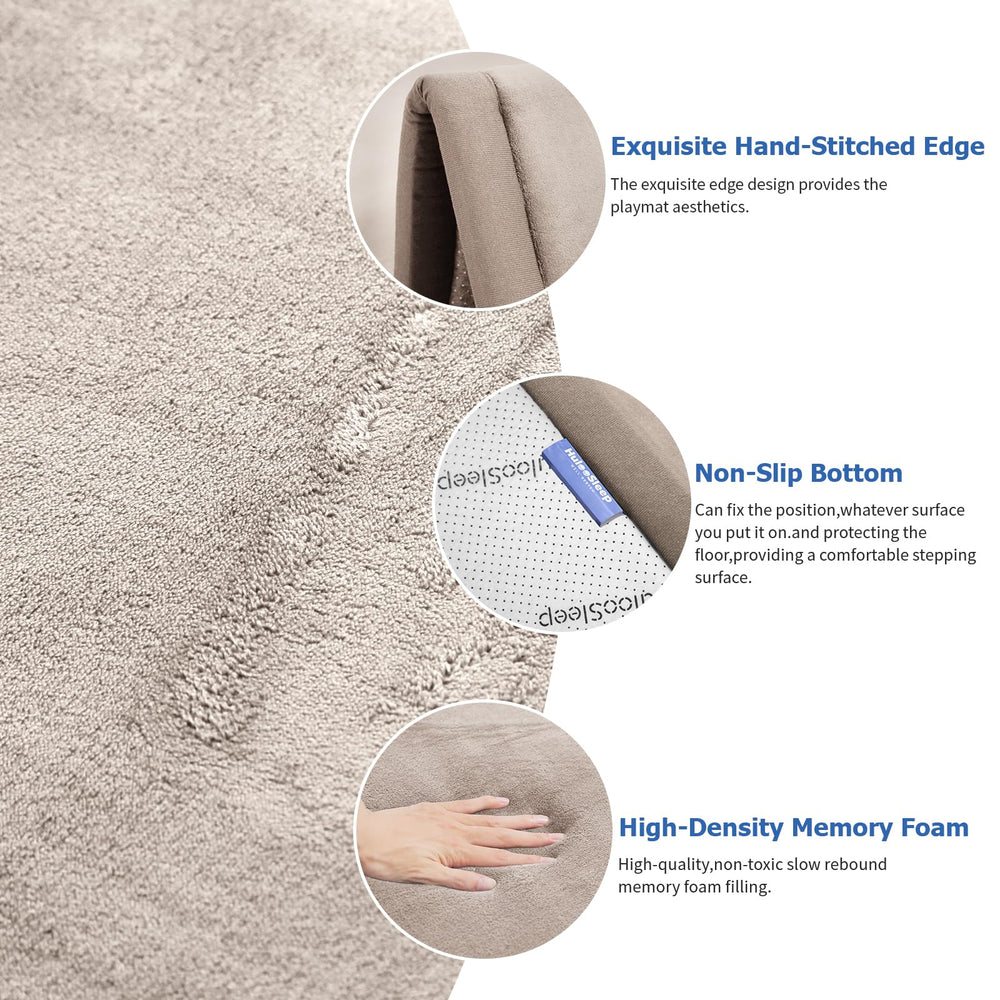 Huloo Sleep beige nursery rug adds soft, versatile decor to any room.