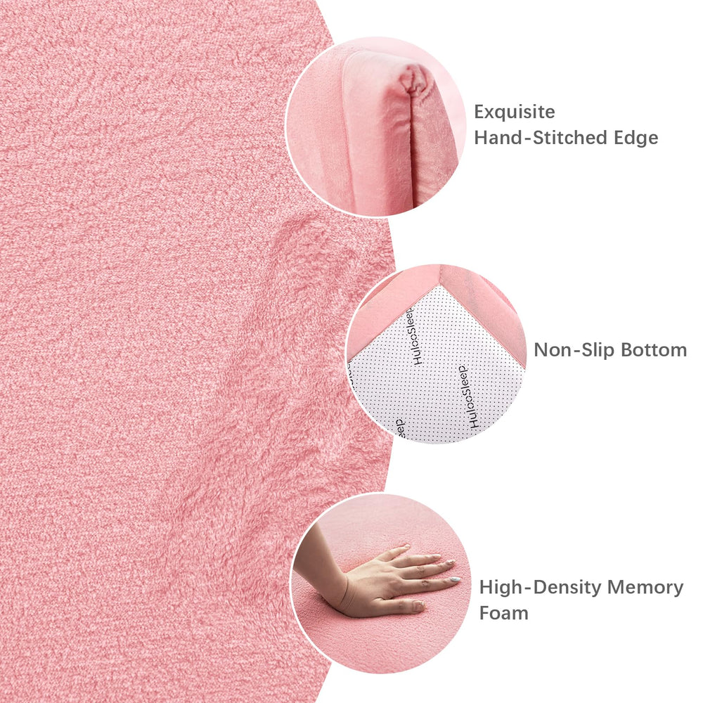 Huloo Sleep coral velvet nursery rug pink offers soft, non-slip play surface.