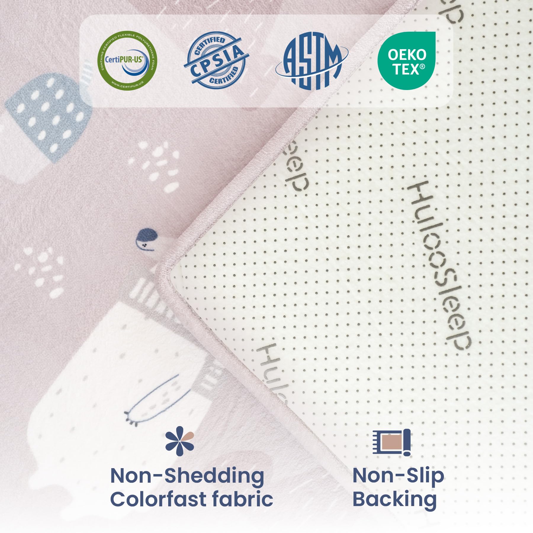Huloo Sleep Crawling and tummy time area promotes safe exploration.