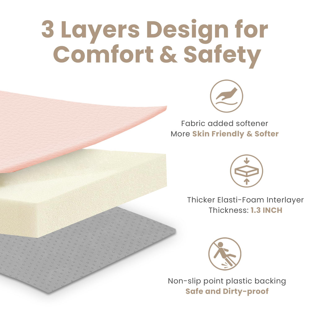 Easy-clean surface of Huloo Sleep pink play mat