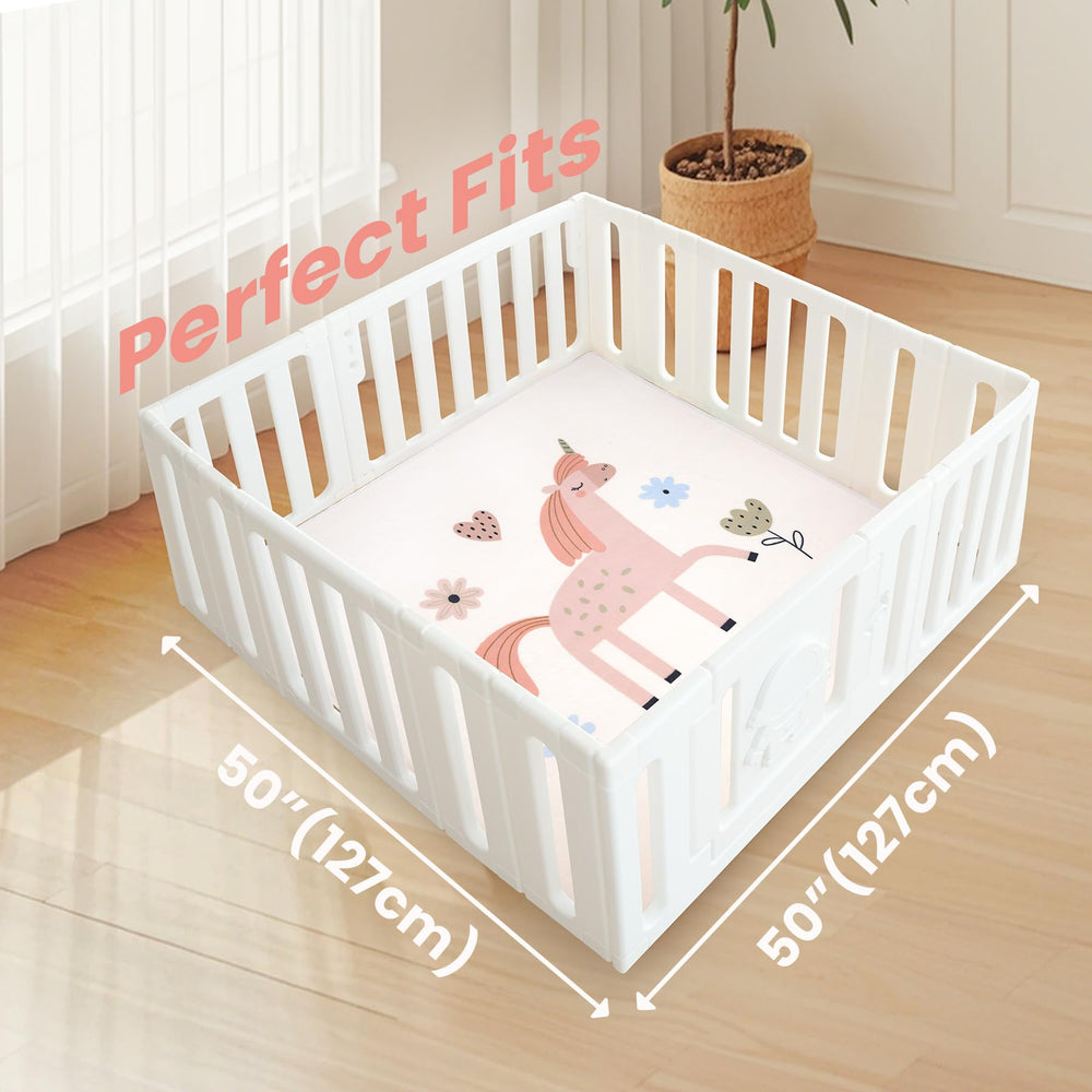 Elasti-Foam cushioning supports little joints during crawls and playtime.