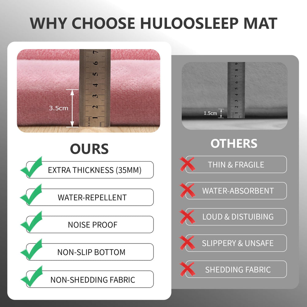 Huloo Sleep extra-thick 1-3-inch memory foam mat cushions kids during crawling.