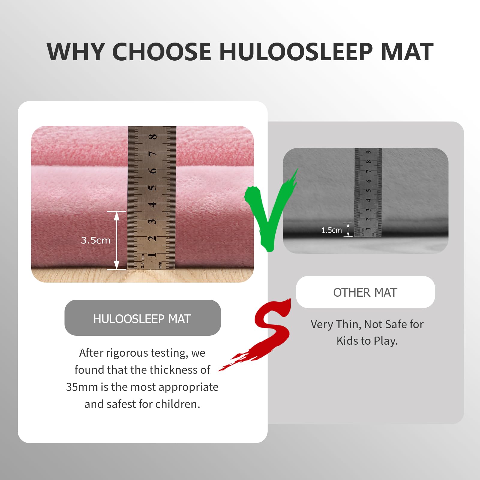 Huloo Sleep foldable 59x39-inch mat shown rolled for storage.