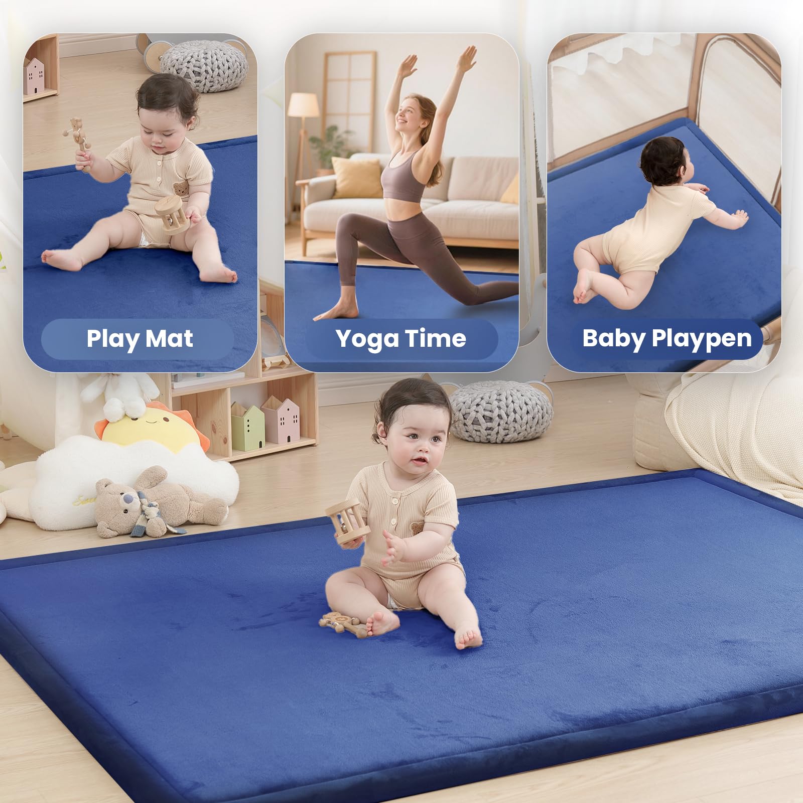 Huloo Sleep foldable 59x39 inch mat creates a large, easy-to-store play area.