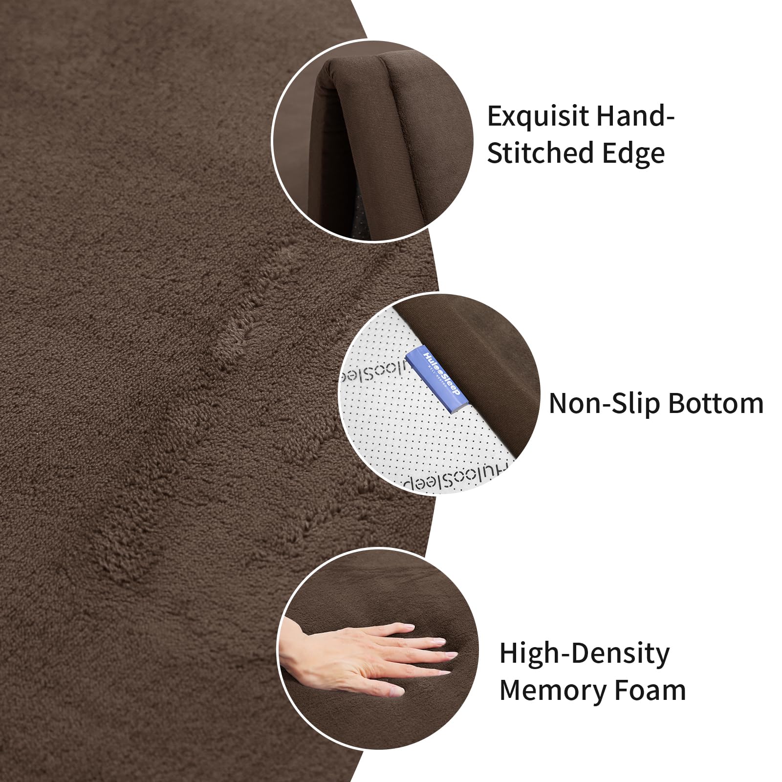 Huloo Sleep memory foam 1-3 inch close-up highlights deep cushioning for tummy time.