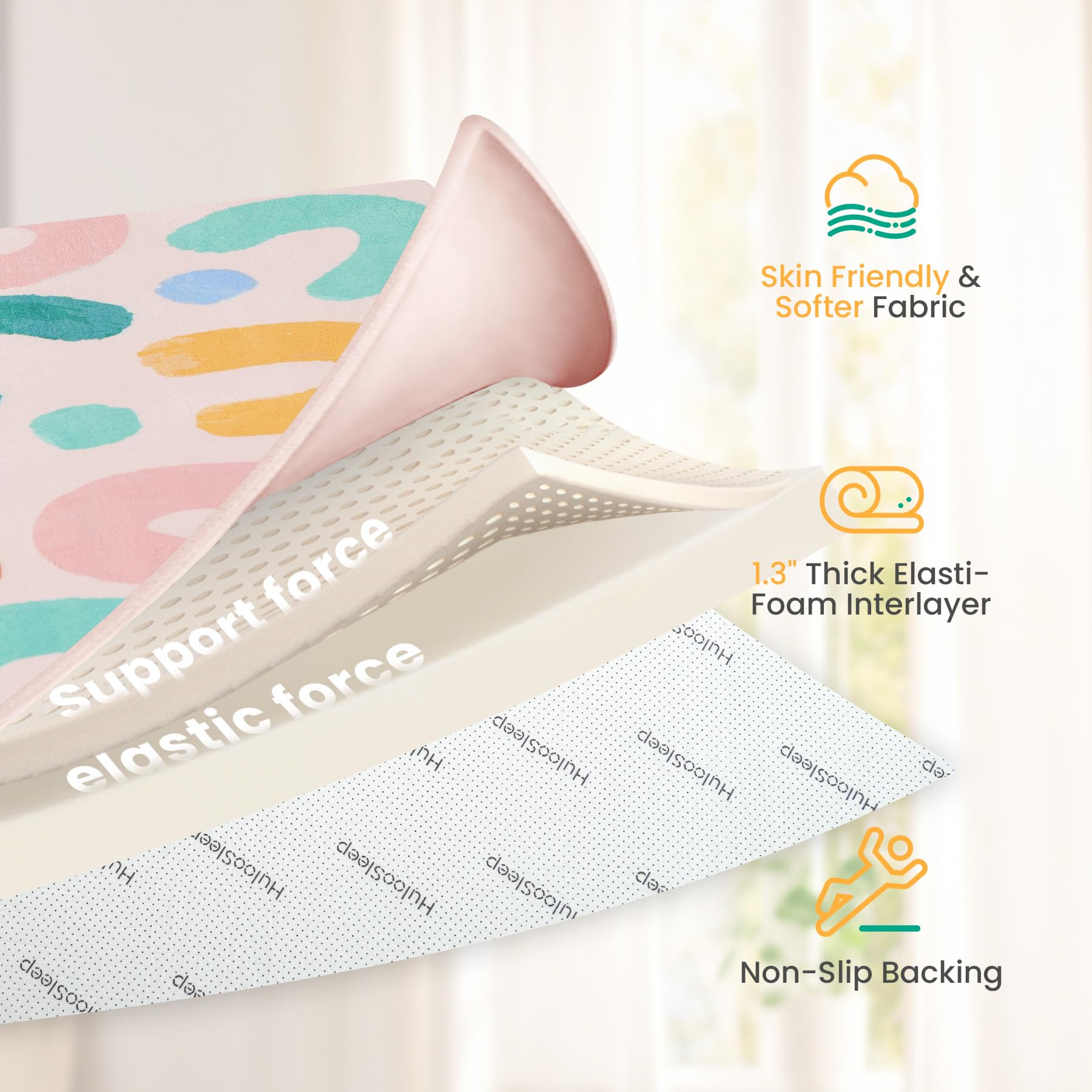 Huloo Sleep non-slip backing demonstrates stability on floor surfaces