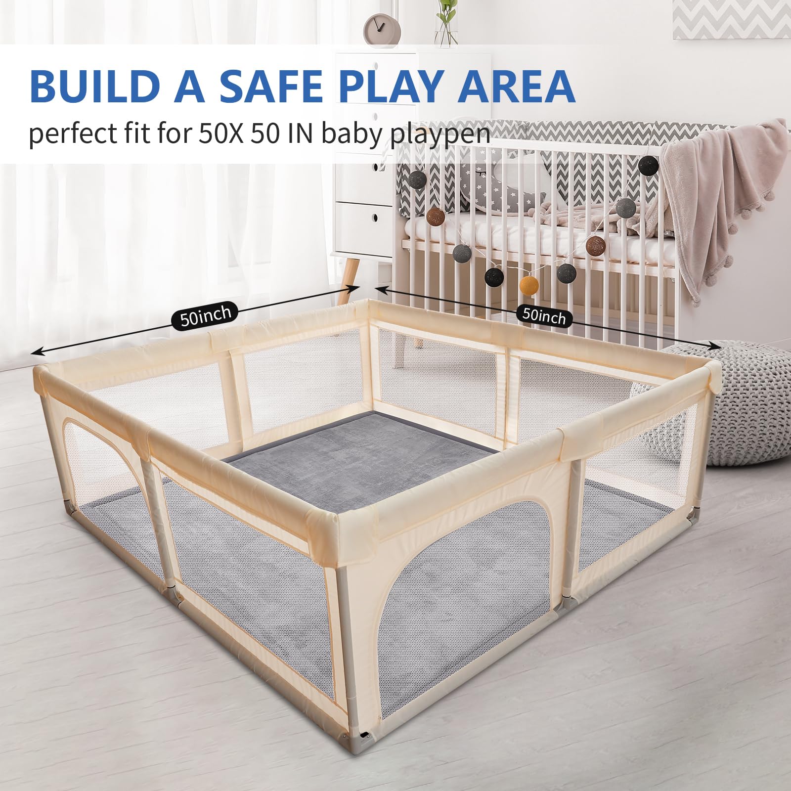 Huloo Sleep non-slip backing keeps mat in place during play