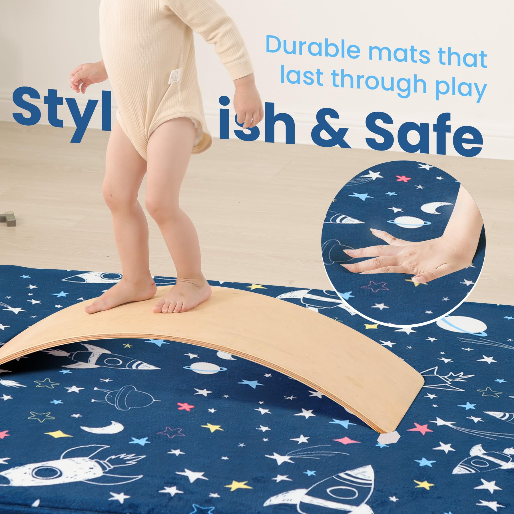 Huloo Sleep mat shows strong non-slip backing on hardwood floor