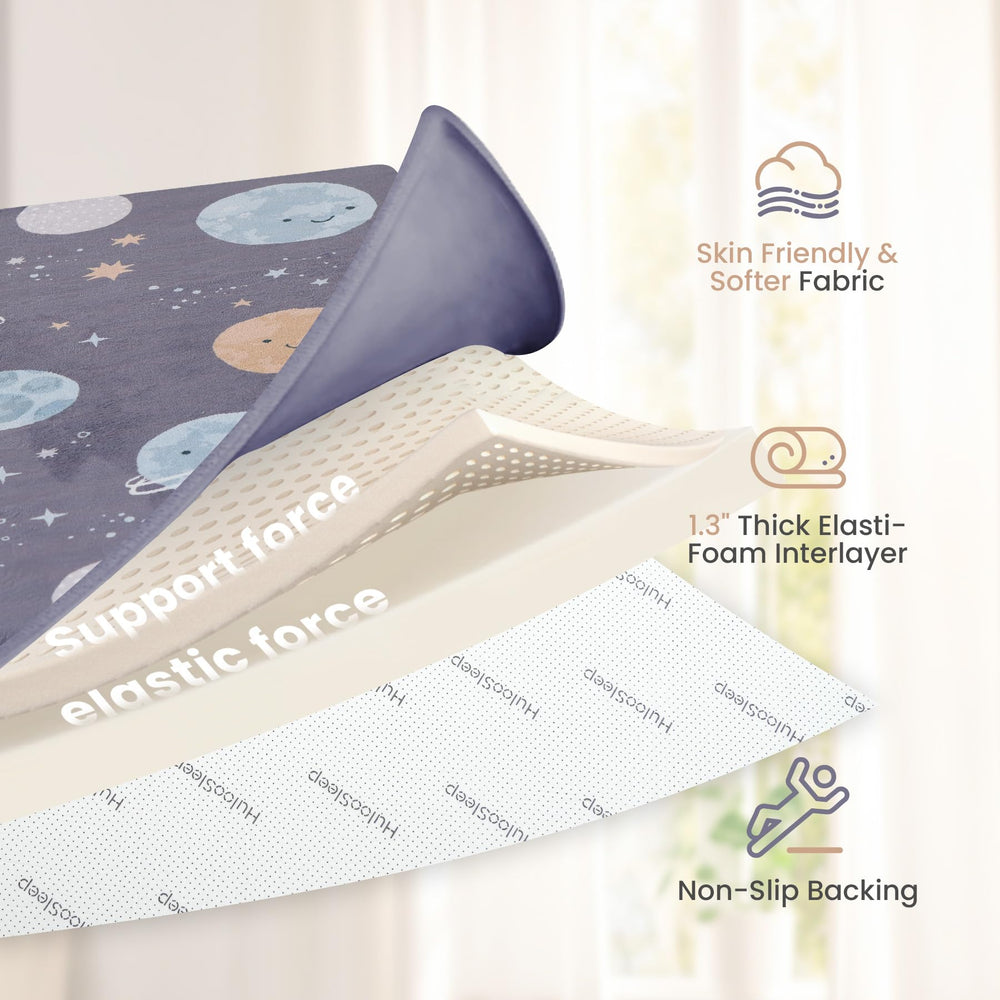 Huloo Sleep mat with non-slip backing stays put during tummy time