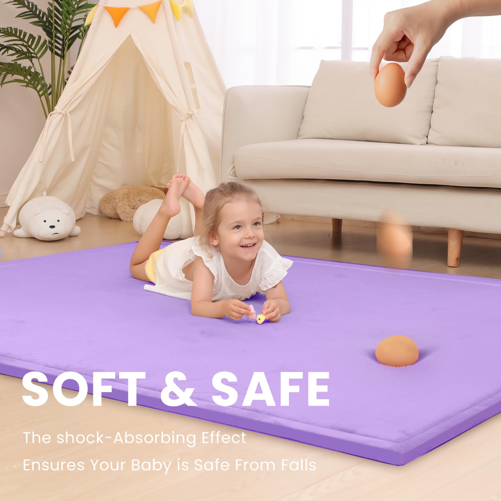 Huloo Sleep non-slip bottom keeps the mat in place during play and yoga.