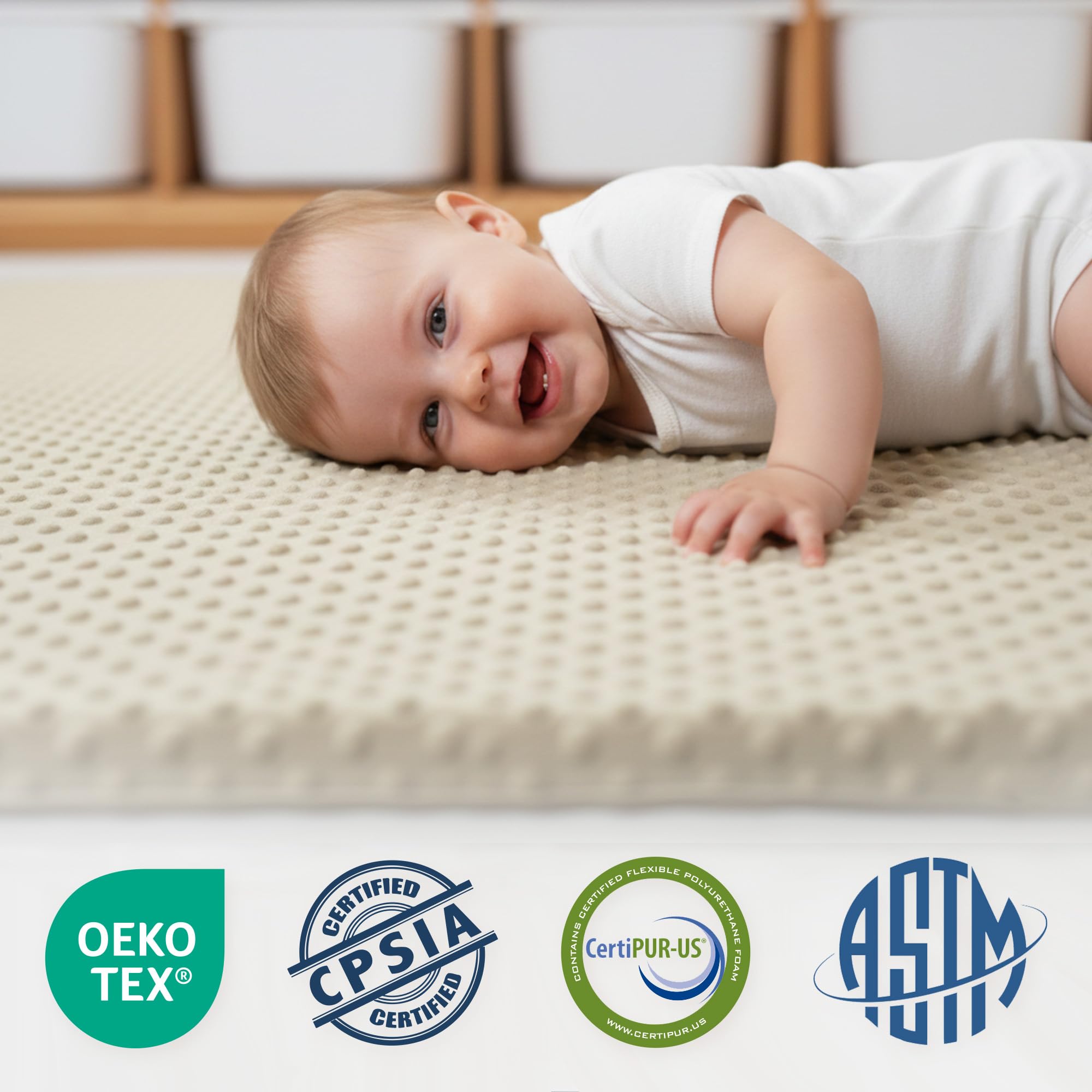 Huloo Sleep non-slip grip keeps the mat secure during crawling