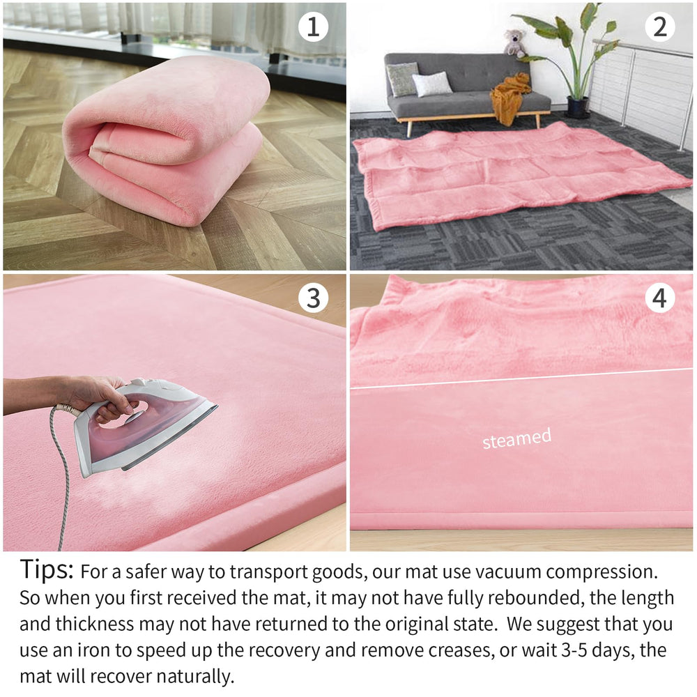 Huloo Sleep pink play mat used in nursery or playroom for versatile play area.