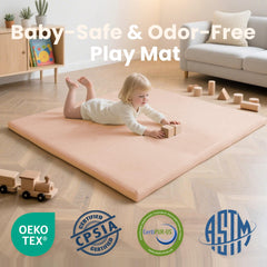 Close-up of 1.3-inch padding on Huloo Sleep pink play mat