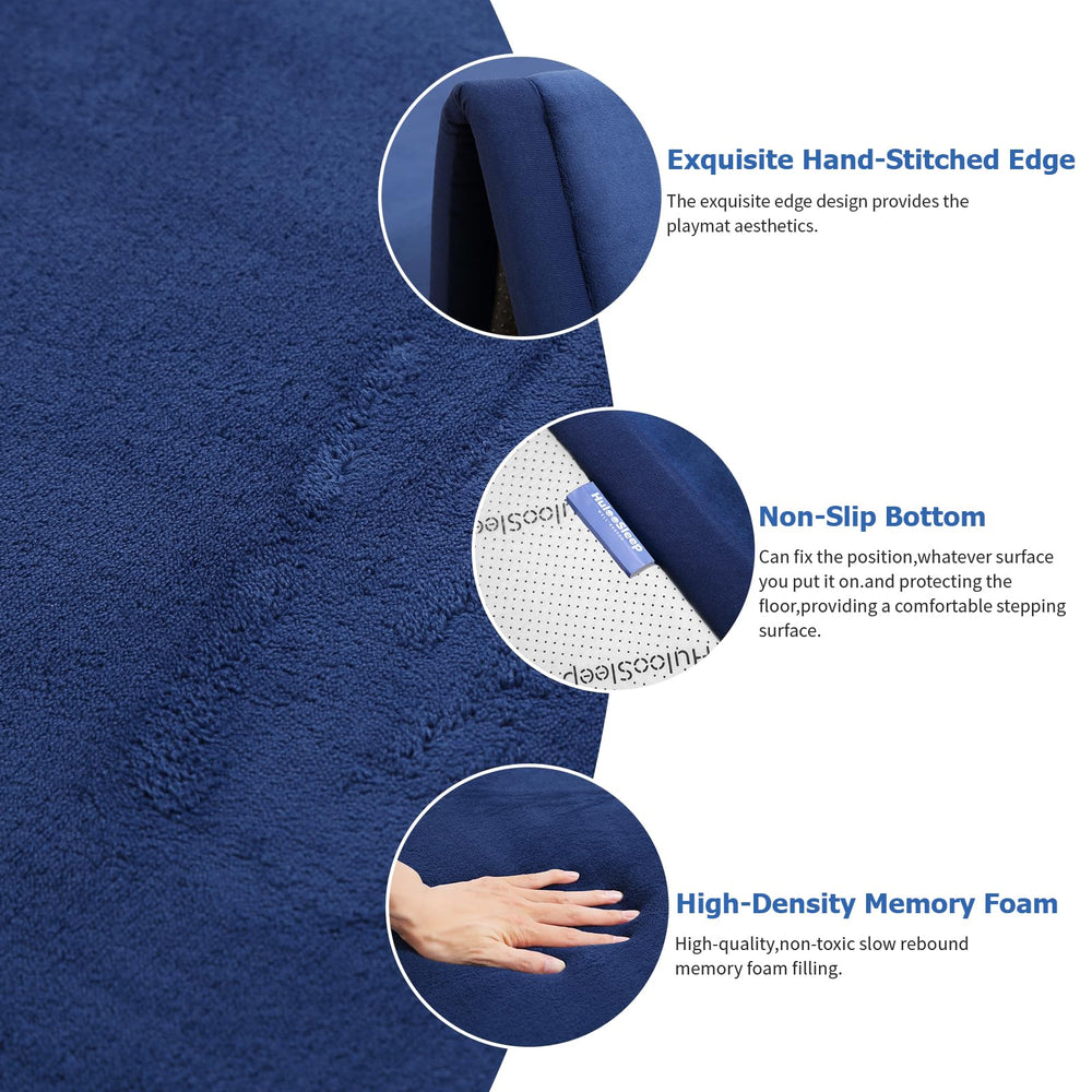 Huloo Sleep pet-friendly play mat cushions kids and pets during play.