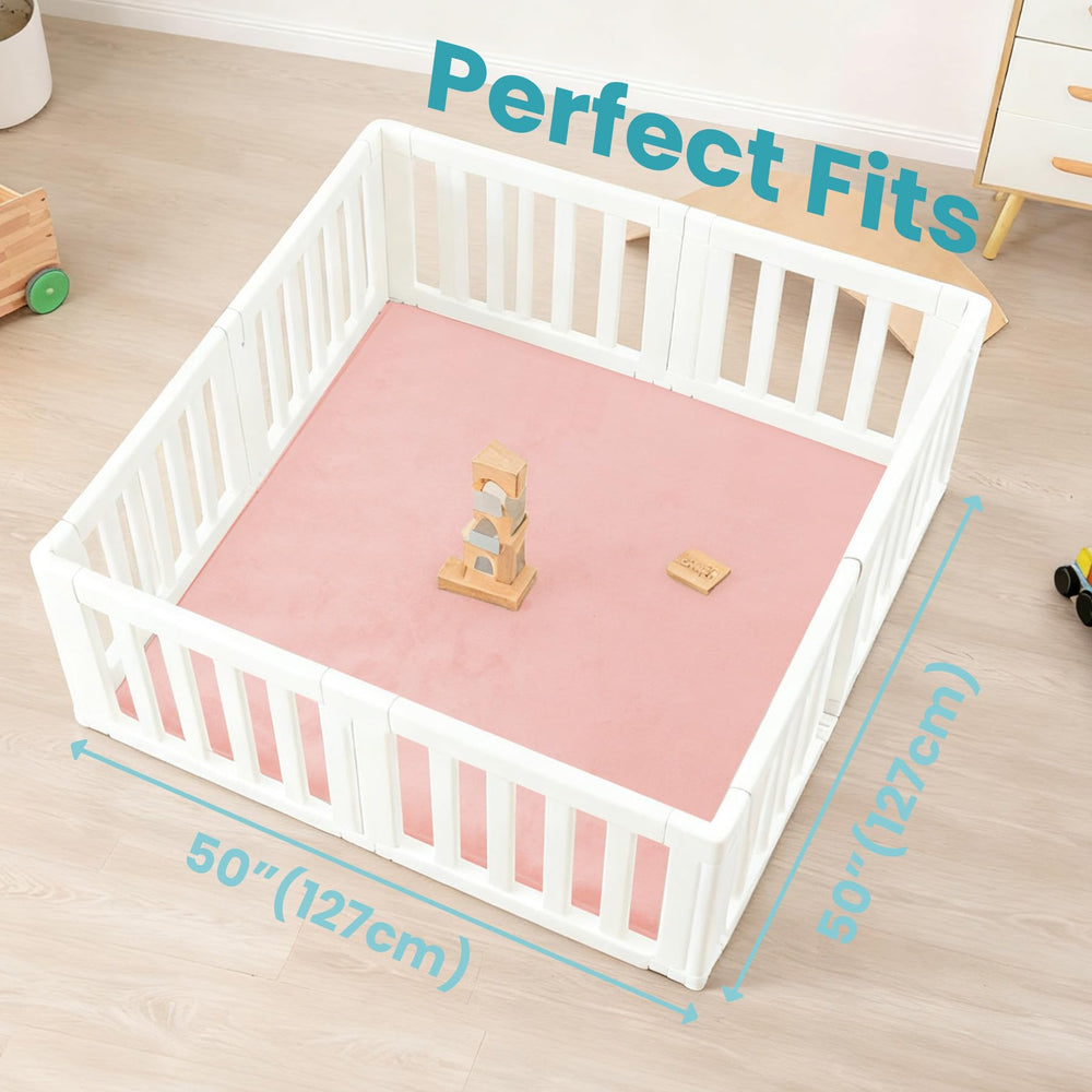 Huloo Sleep pink color play mat adds a soft nursery focal point