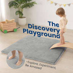 Huloo Sleep playmat with non-slip base stays secure during play.