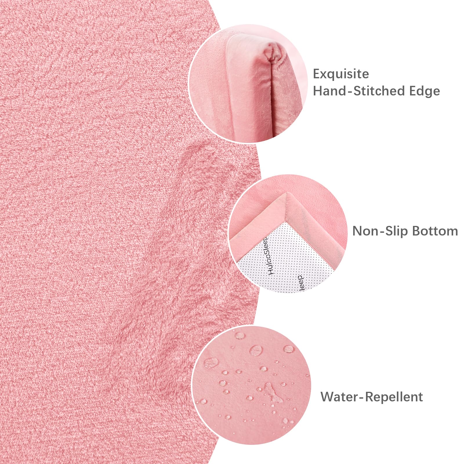 Huloo Sleep tatami-style pink play mat overview showing spacious 50x50 inch area.