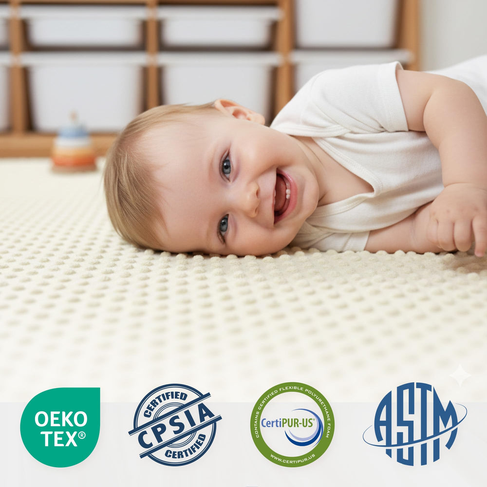 Huloo Sleep versatile playmat shown in living room setup for crawl time