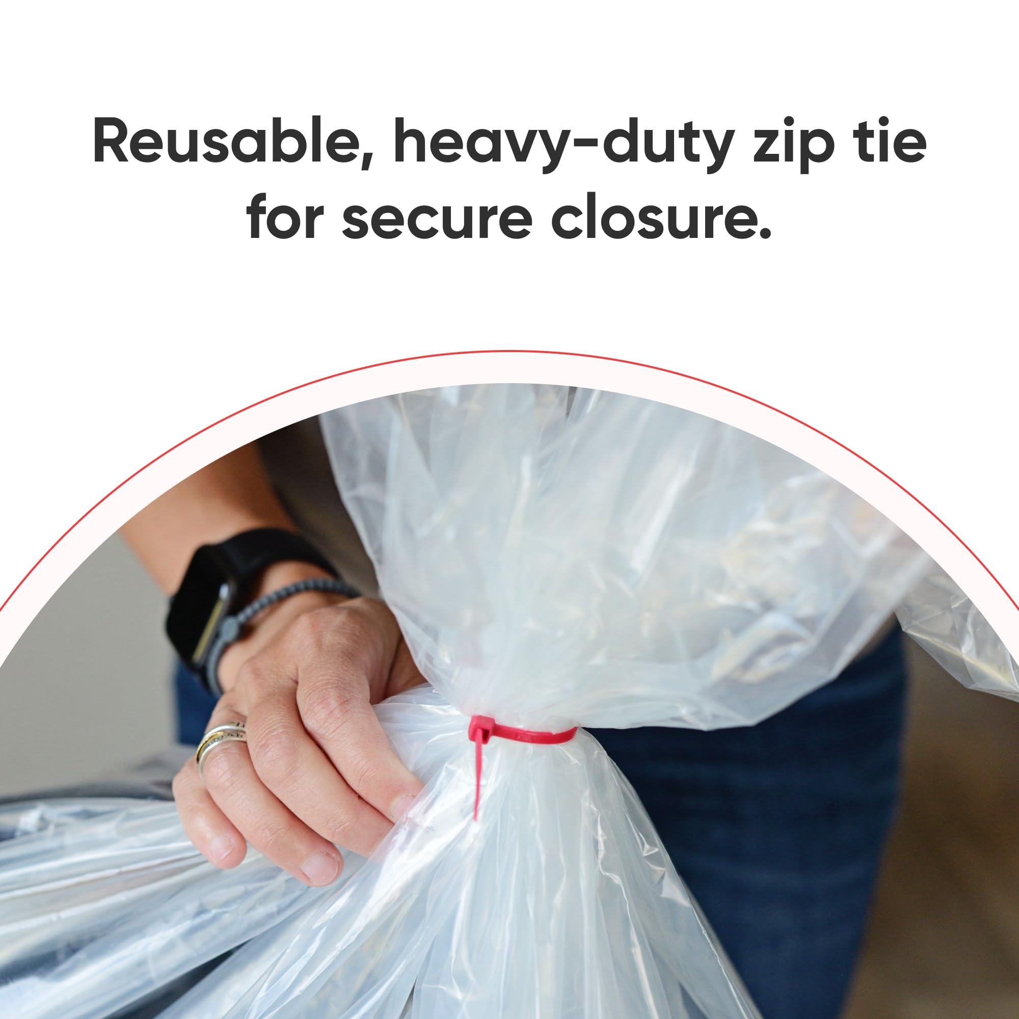 Hulsky bag zip-tie seal ensures secure, customized closure.