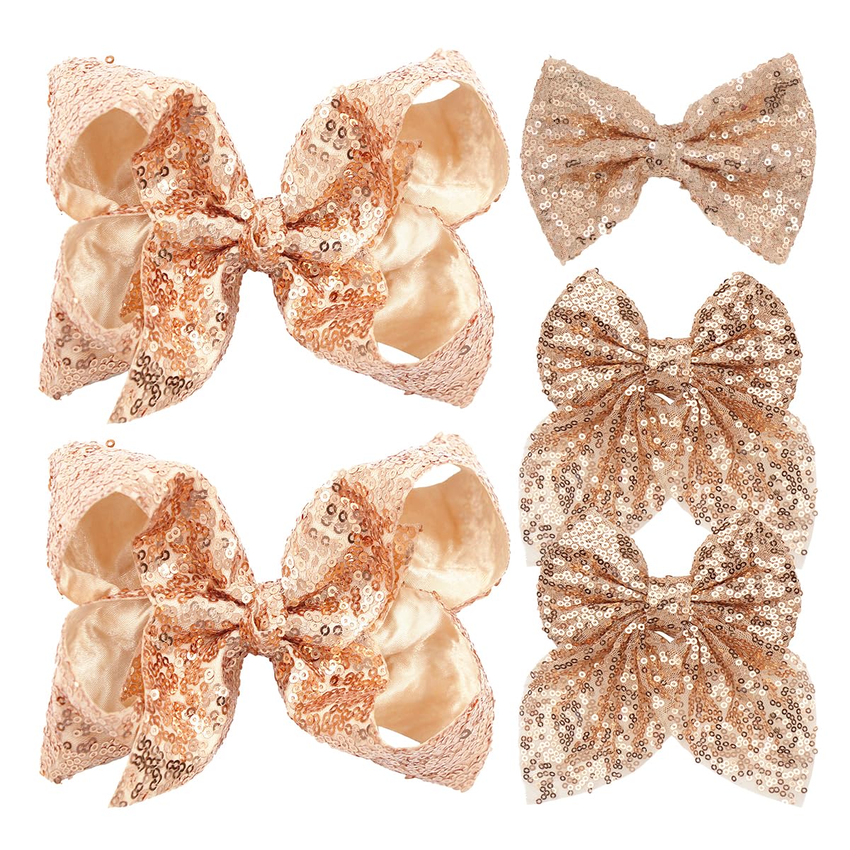 Hulyfw sparkly gold hair bows 8-inch clips secure hair with glitter for all-day wear.