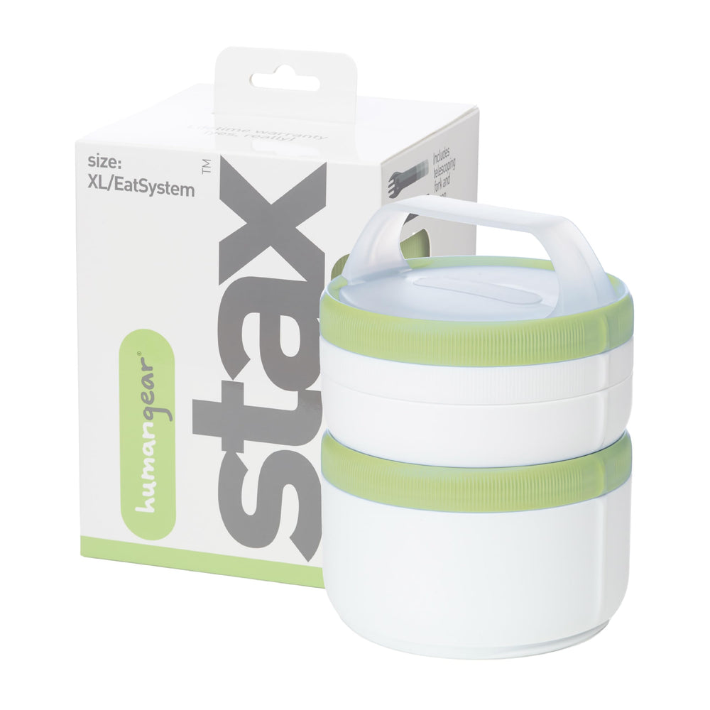 humangear Eat System XL white-green container front for easy lunch organization.
