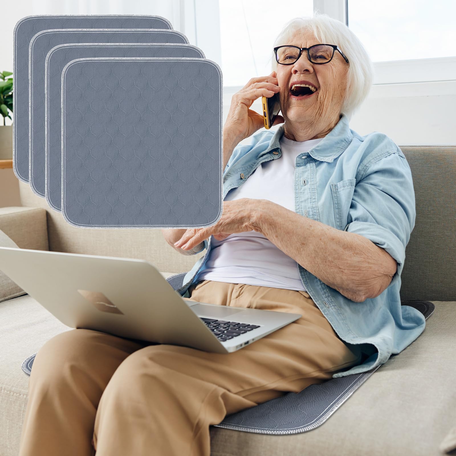 HUNAIGEE chair pad gray 21x22 fits most chairs
