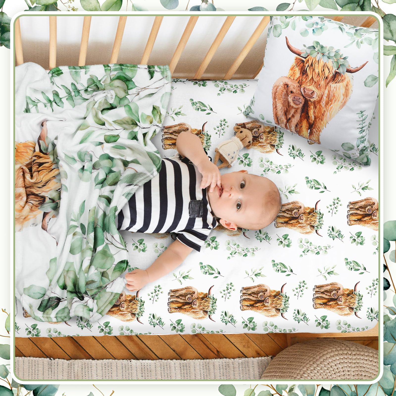 HunnmingRe Highland Cow flannel close-up reveals plush, soothing texture.