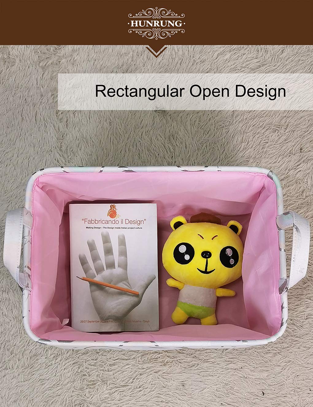 HUNRUNG bathroom storage bin doubles as a towel or laundry bin with style.
