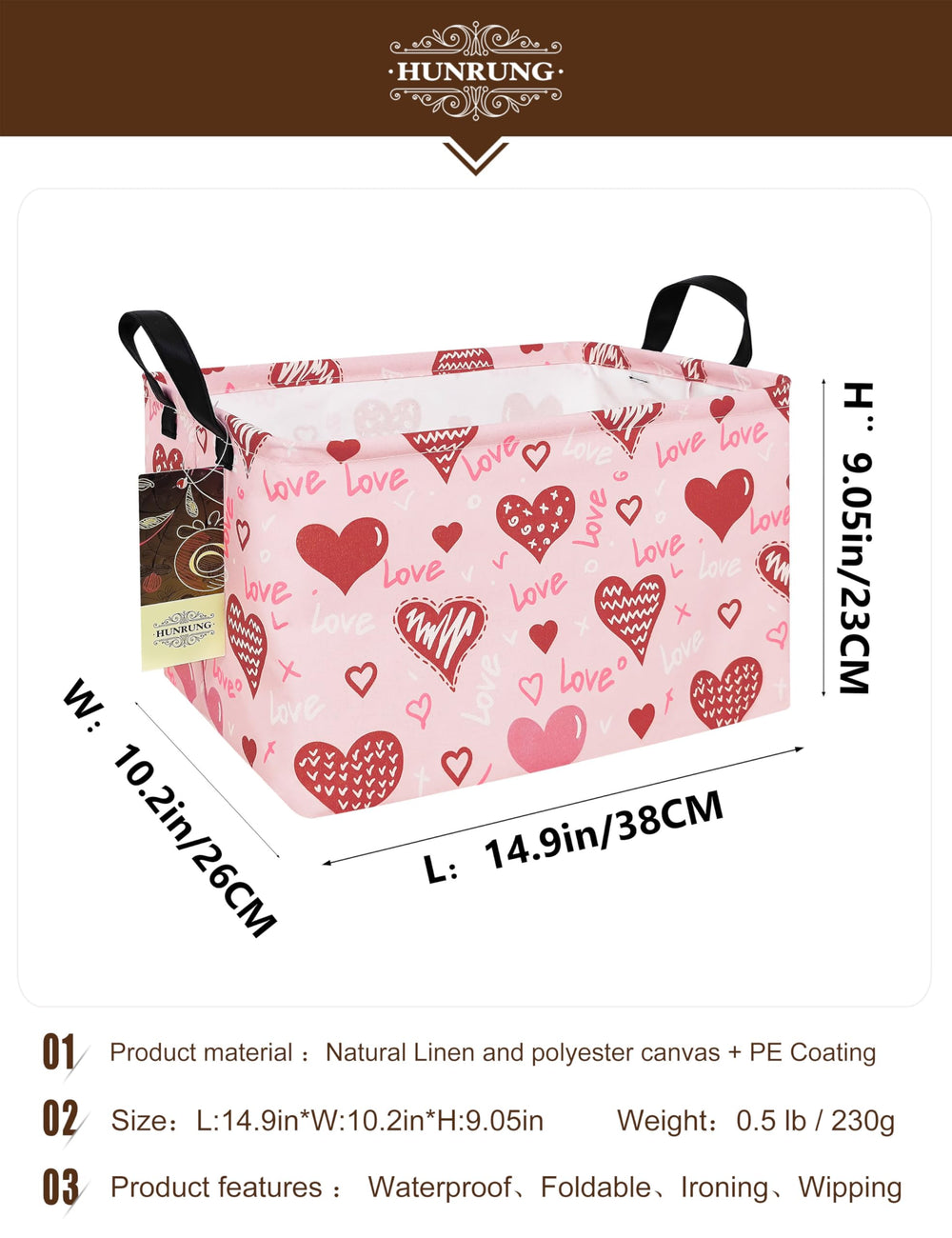 HUNRUNG cute animal-pattern storage bin ideal for tidy playrooms.